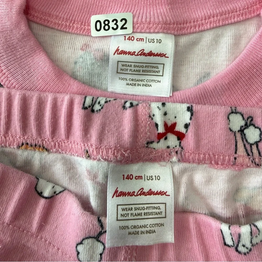 Hanna Andersson Girls Pajamas Set Size 10(140‎ cm) Dogs Print Pink